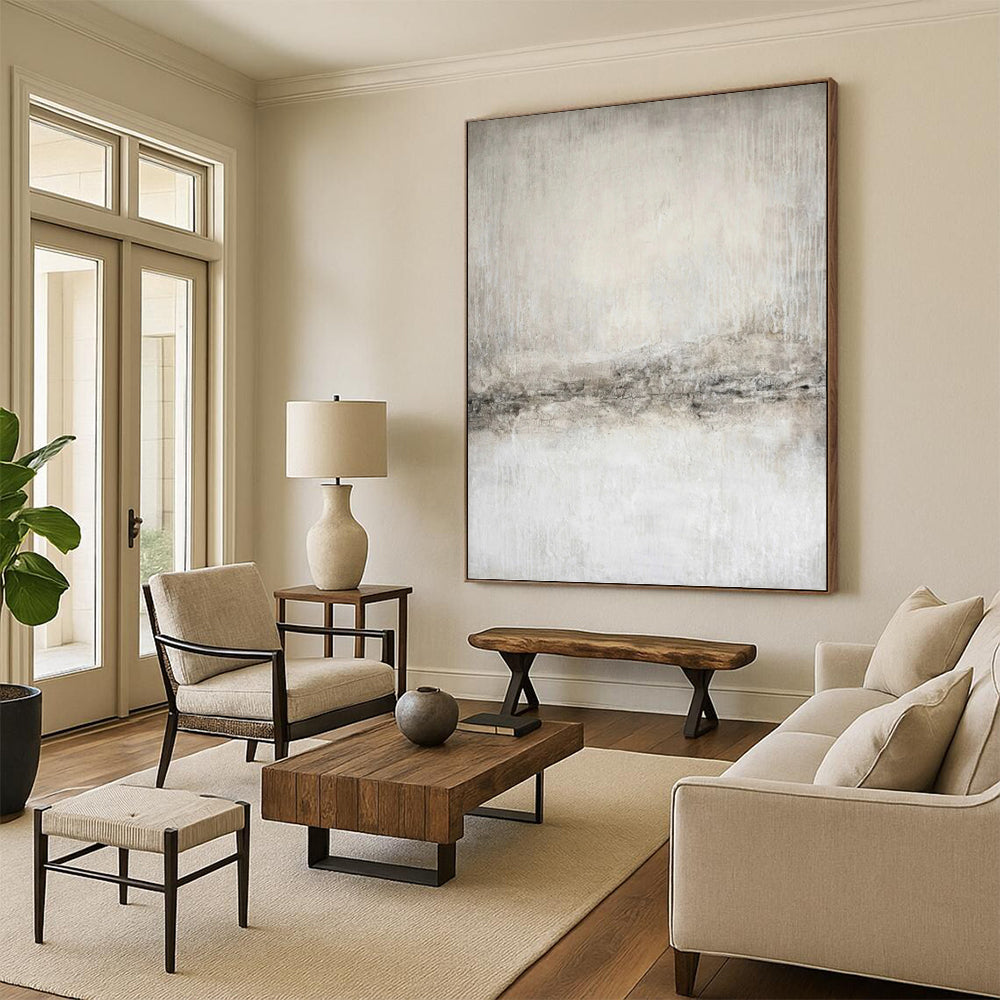 “Grey Textured Minimalism” - Monochromatic Grey Abstract Painting On Canvas PT1068