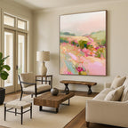 “Blush - Toned Floral Abstract Field” - Impressionist Abstract Painting On Canvas PT2012