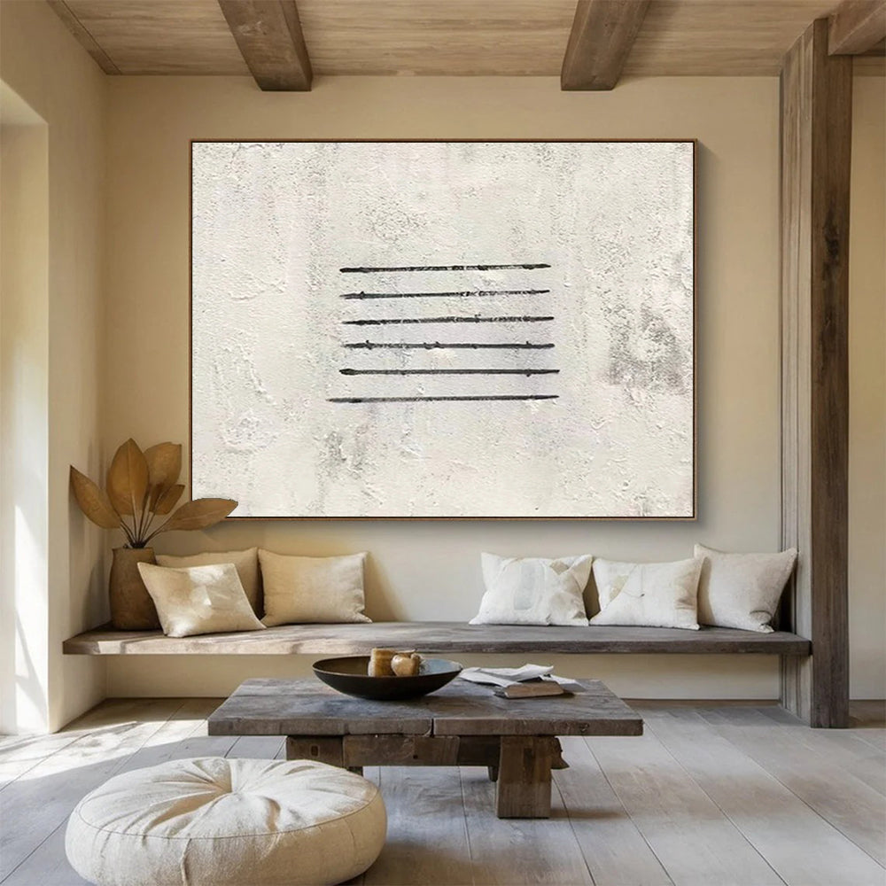 “Black - White Linear Minimalist” - Abstract Painting On Canvas PT262
