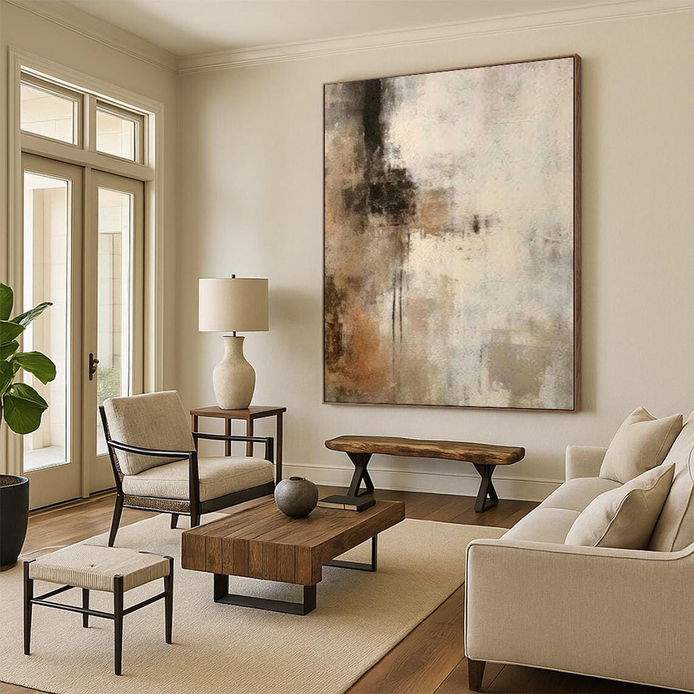 “Softly Textured Abstract in Earthy Tones” - Textured Abstract Painting On Canvas PS0249