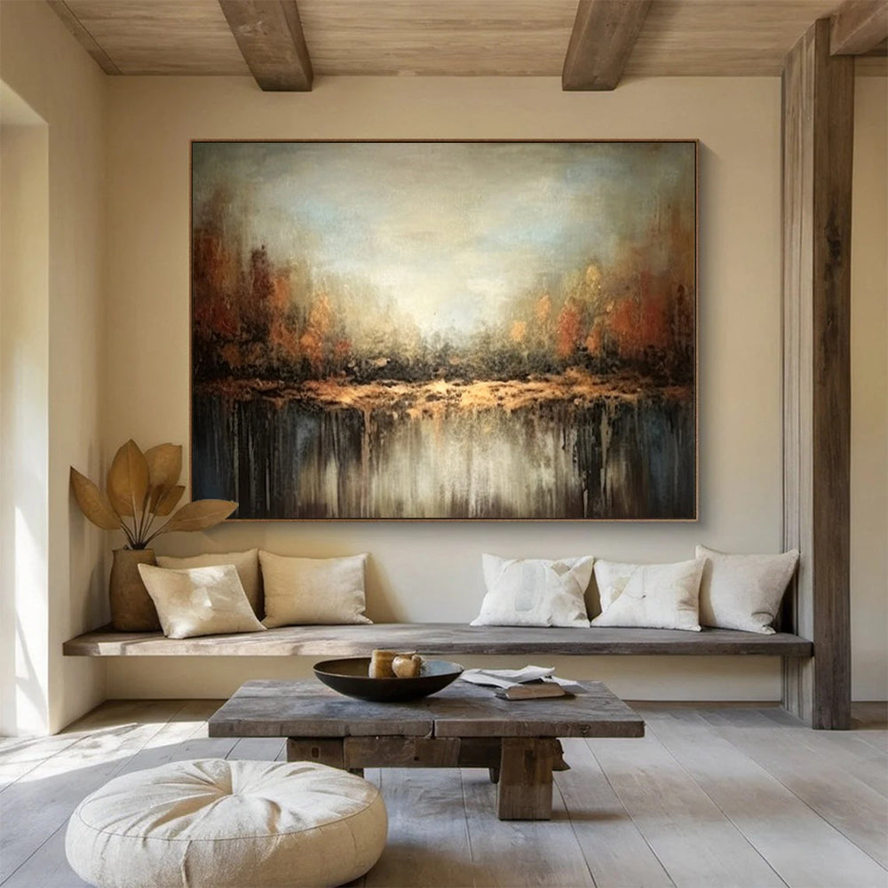 “Misty Forest Reflection” - Atmospheric Landscape Painting On Canvas PT060
