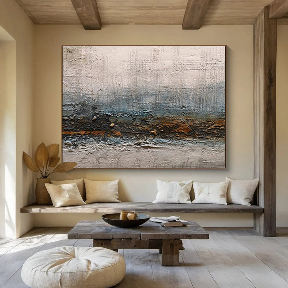 Textured Gray - Blue Abstract - Industrial - inspired Painting On Canvas DKS374