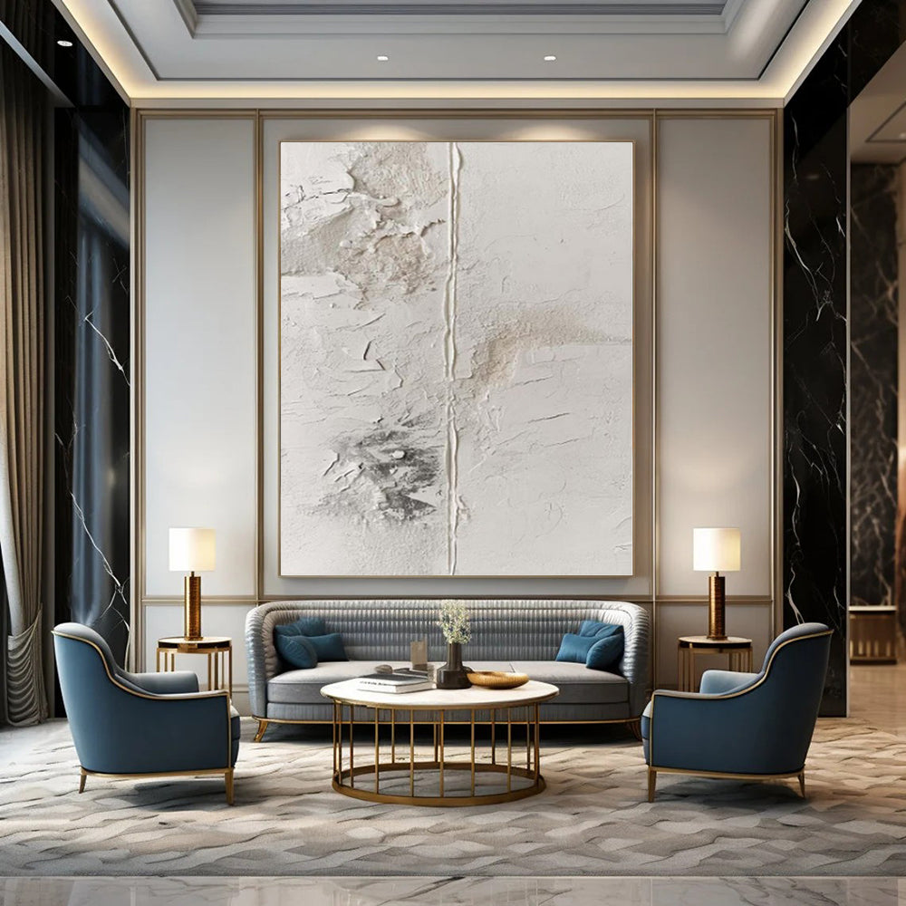 “White Textured Distressed” - Raw Abstract Painting On Canvas PS0149