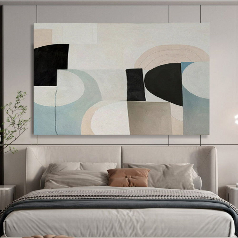 “Pastel and Black Abstract Fusion” - Abstract Painting on Canvas, Perfect for Bedroom & Reading Nook DKS583