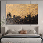 Gold & Black Textured Abstract Painting On Canvas DKS020