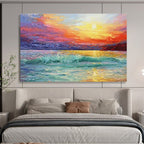 “Vibrant Sea Sunset” - Impressionistic Oil Painting On Canvas DKS859