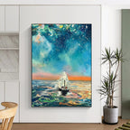 “Starry Sea Voyage” - Fantasy Landscape Painting On Canvas PT1049