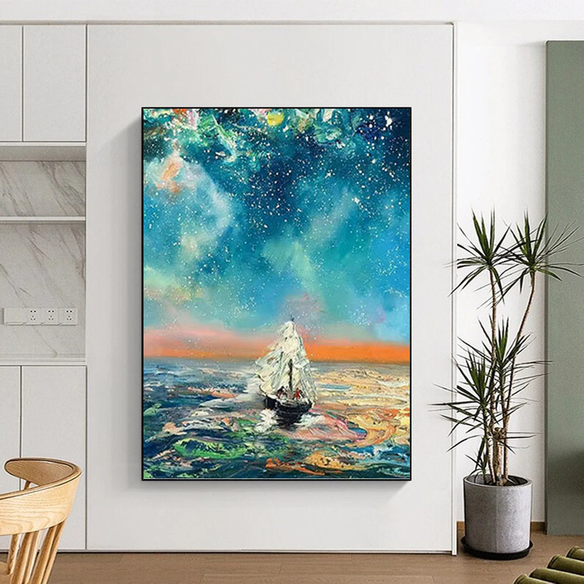 “Starry Sea Voyage” - Fantasy Landscape Painting On Canvas PT1049