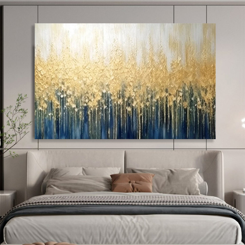 “Golden Forest Silhouette” - Metallic Landscape Painting On Canvas PT052