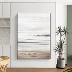 “Neutral Tones Watercolor Seaside Landscape” - Watercolor Painting On Canvas PT2064