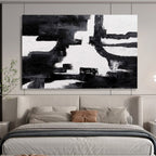 Black & White Abstract Composition Painting On Canvas DKS018