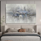 Misty Blue Waterscape - Ethereal Abstract Painting On Canvas DKS349
