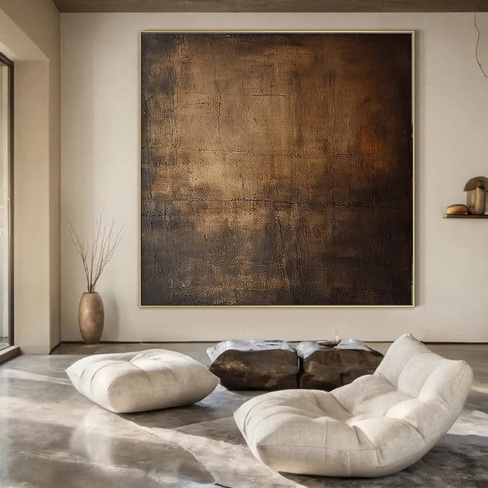 Dark Brown Textured, "Earthy Abyss" – Abstract Textured Painting On Canvas PS0944