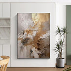 “White - Gold Abstract Textures” - Textured Abstract Painting On Canvas PT1246