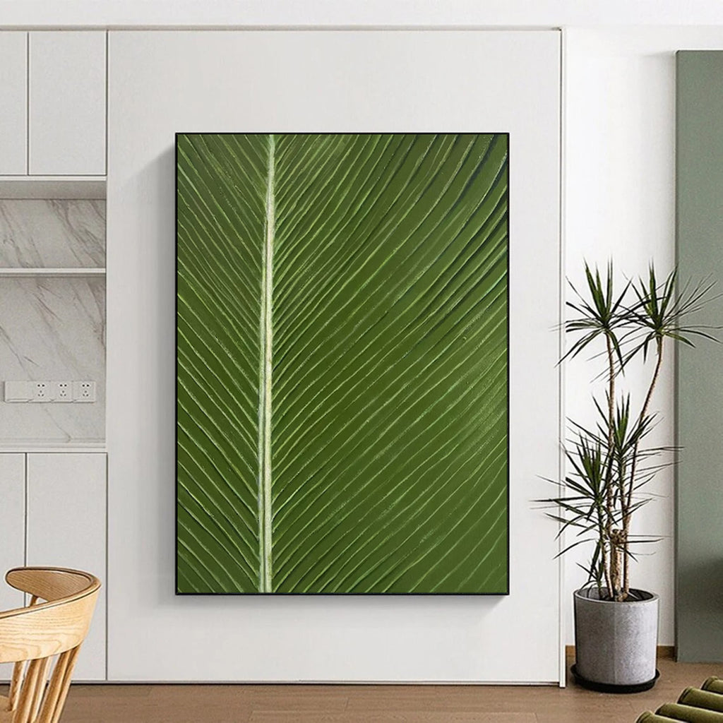 “Green Leaf Texture” - Realistic Botanical Painting On Canvas PT1977