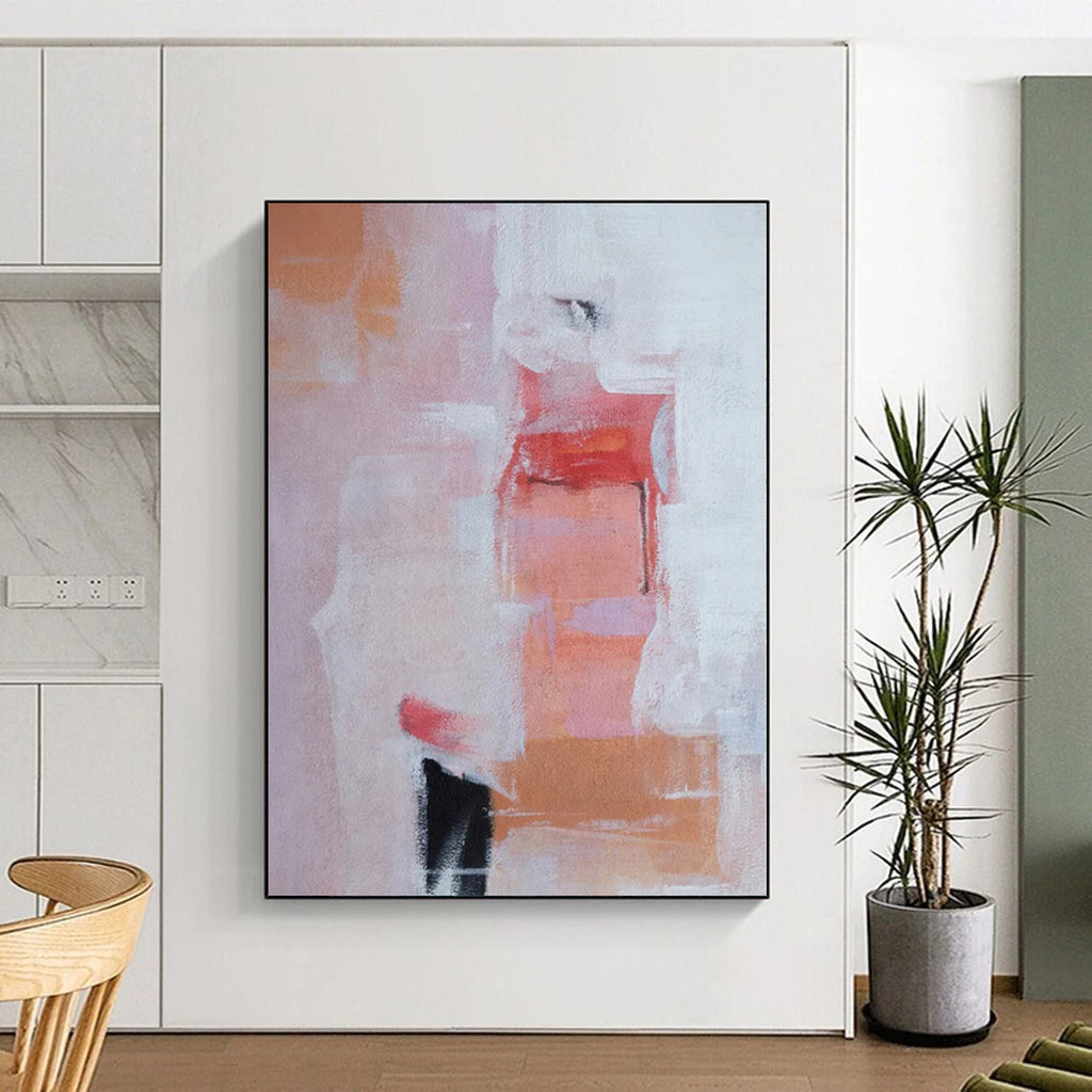 “Soft Pink Abstract Shapes” - Pastel Abstract Painting On Canvas PS0221