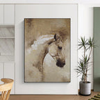 “Abstract Horse in Earth Tones” - Textured Oil Painting On Canvas PT2176