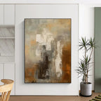 “Muted Abstract Urban” - Gray, Brown, Beige Abstract Urban Painting PS0602