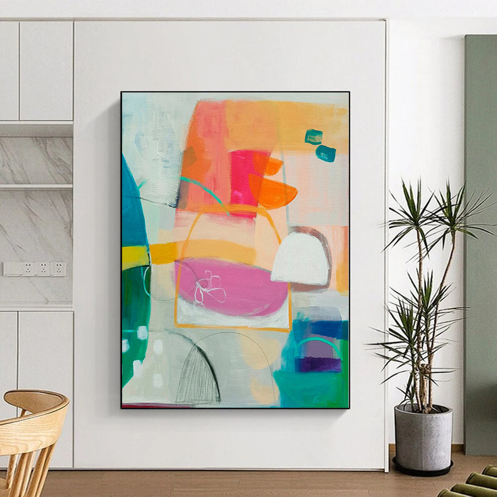 “Colorful Shapes Abstract” - Contemporary Abstract Painting On Canvas PS0093
