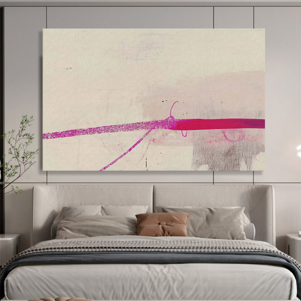 “Pink Line Minimalist” Abstract Painting On Canvas DKS279