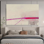 “Pink Line Minimalist” Abstract Painting On Canvas DKS279