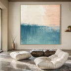 Peach, Coral, Teal with Blended Strokes "Dreamy Dusk" Abstract Painting On Canvas PS1380
