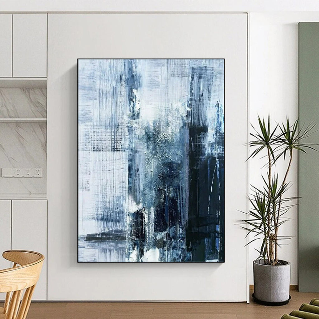 “Blue - Gray Abstract Cityscape” - Abstract Urban Painting On Canvas PT2343