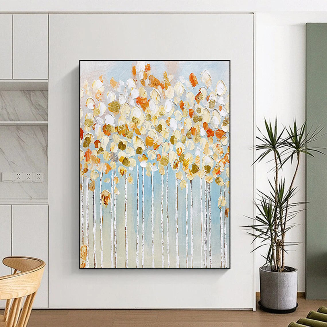 “Textured Golden Trees” - Impressionist - Inspired Landscape Painting On Canvas PT1441