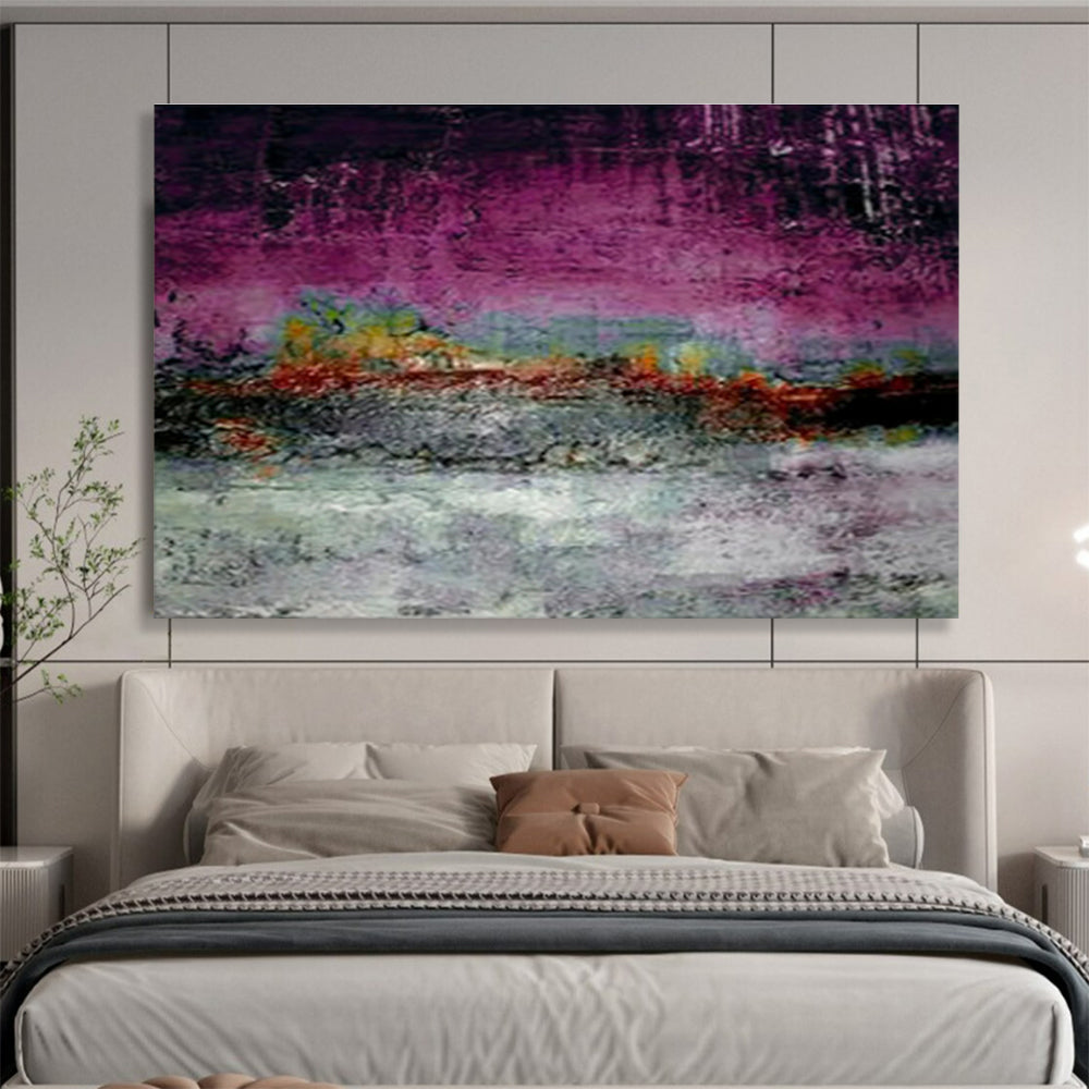 “Purple - hued Textured Abstract” - Mood - setting Abstract Painting On Canvas DKS391