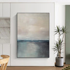 “Gray - Blue Calm Seascape” - Impressionistic Landscape Painting On Canvas DS034