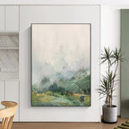 Misty Mountain Vista, Impressionistic Landscape, Turner - Inspired Atmosphere, Painting On Canvas PT2110