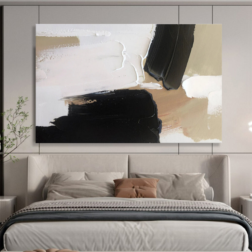 Neutral Palette with Contrast - Elegant Abstract Painting On Canvas DKS316