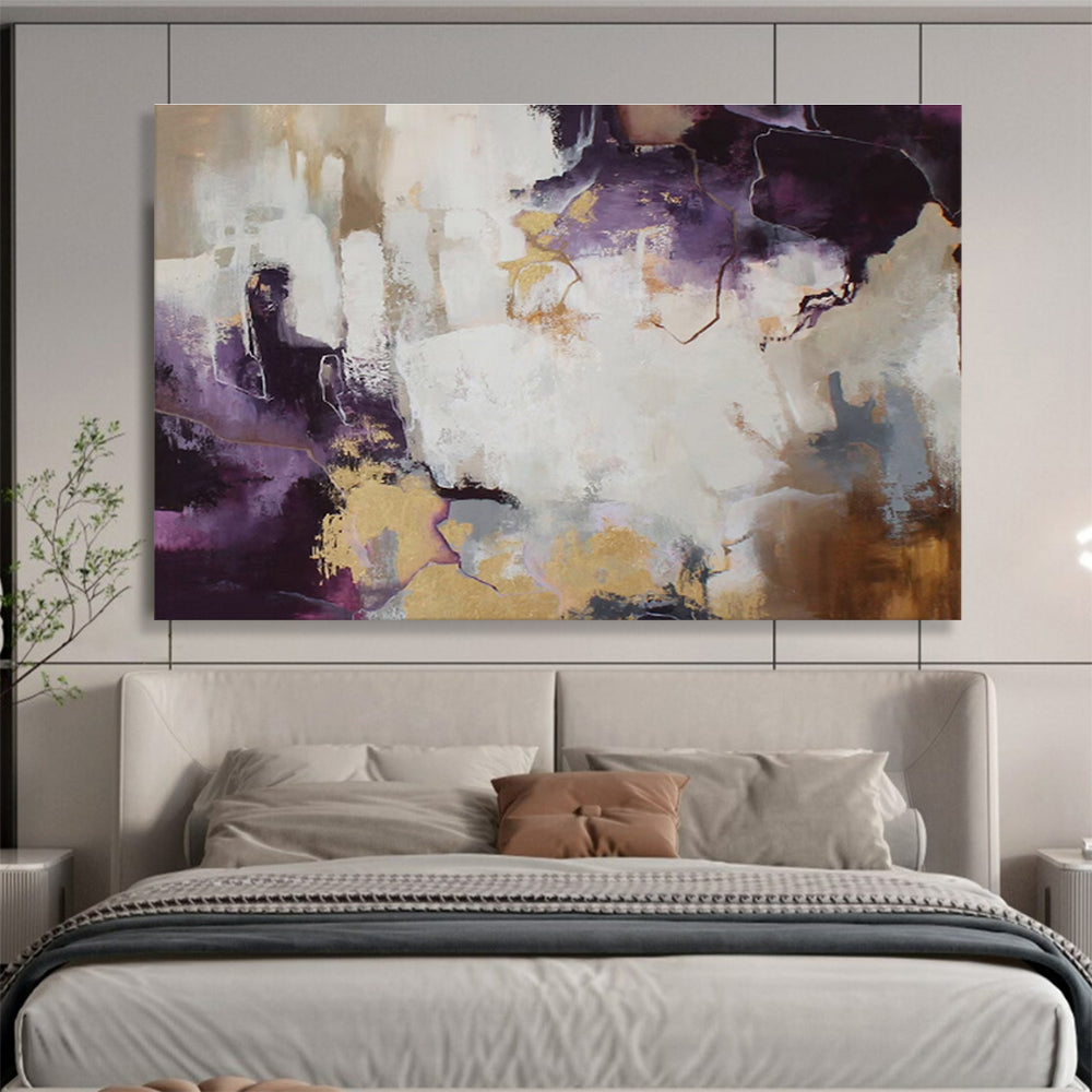 Purple and Gold Abstract Fusion Contemporary Abstract Painting On Canvas DKS131