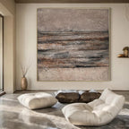 Brown and Gray Textured, "Rustic Strata" – Textured Abstract Painting On Canvas PS0968