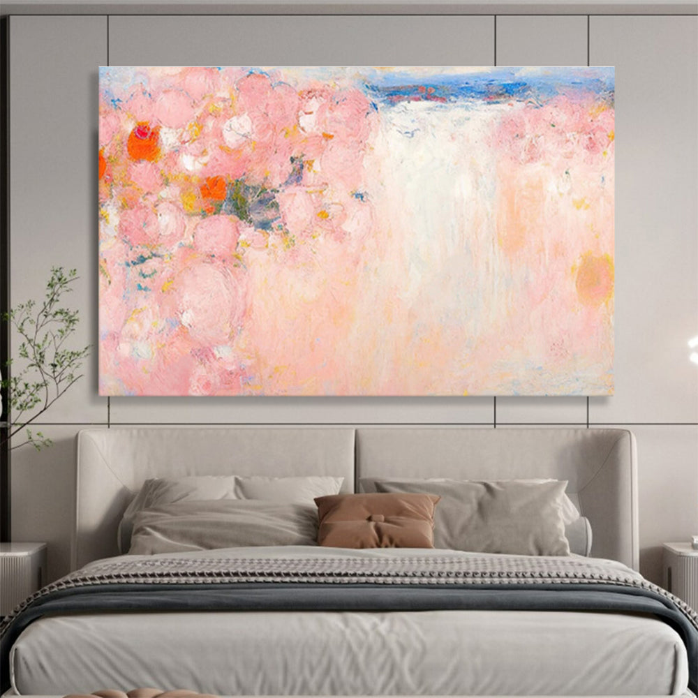 “Blush & Coral Blooms” - Impressionistic Floral Painting On Canvas DKS411