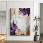 “Purple - Gold Abstract with Bold Shapes” - Expressive Abstract Painting On Canvas PS0259