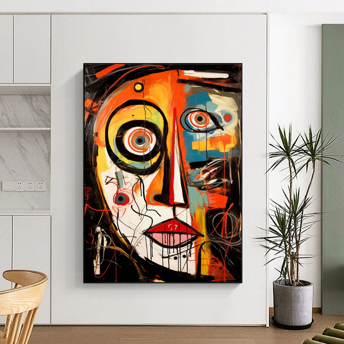 “Colorful Abstract Face” - Neo - Expressionist Painting On Canvas PT2211
