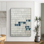 “Grey and Blue Striped Textures” - Minimalist Abstract Painting On Canvas PT1033