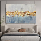 “Gold - Dotted Blue Abstract” Abstract Painting On Canvas DKS164
