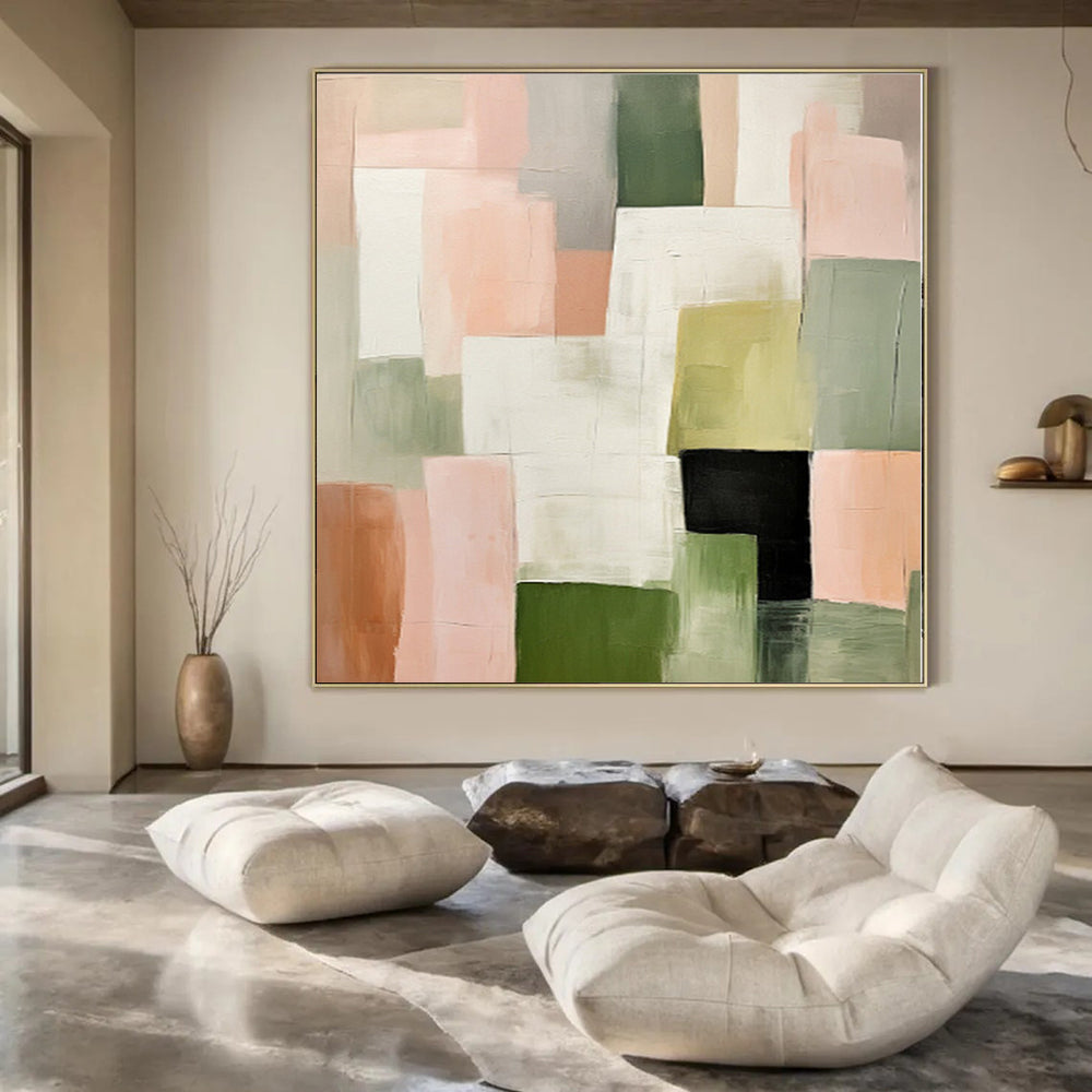 “Pastel Color Blocks” - Soft Abstract Painting On Canvas PS0174