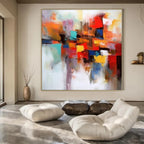 Colorful Block Abstract, "Vibrant Fusion" – Abstract Cubist - Inspired On Canvas PS0925