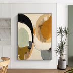 “Earth - Tone Abstract Circles” - Earth Tones, Neutral Tones Abstract Geometric Painting On Canvas PS0741