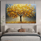 “Golden Tree in a Field of Light” - Impasto Landscape - Painting On Canvas PT1767