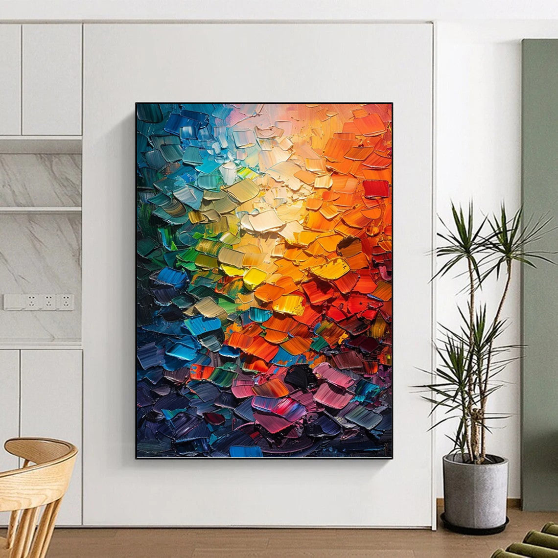 “Colorful Abstract Palette” - Abstract, Vivid - Colored Painting On Canvas PT1555