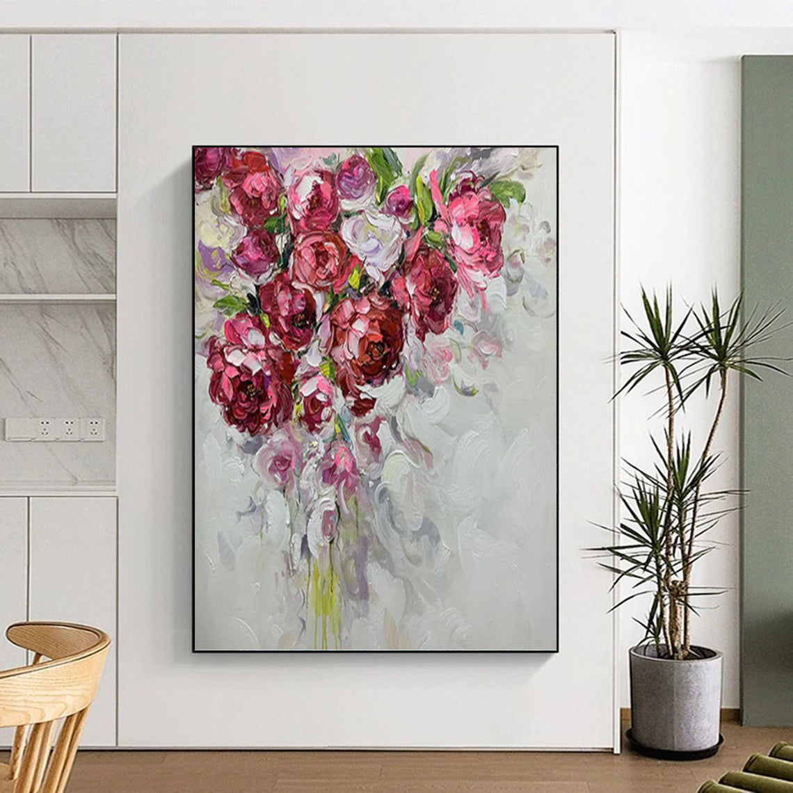 “Blush Bouquet” - Pink, Purple, Floral Impasto Painting On Canvas PT1464