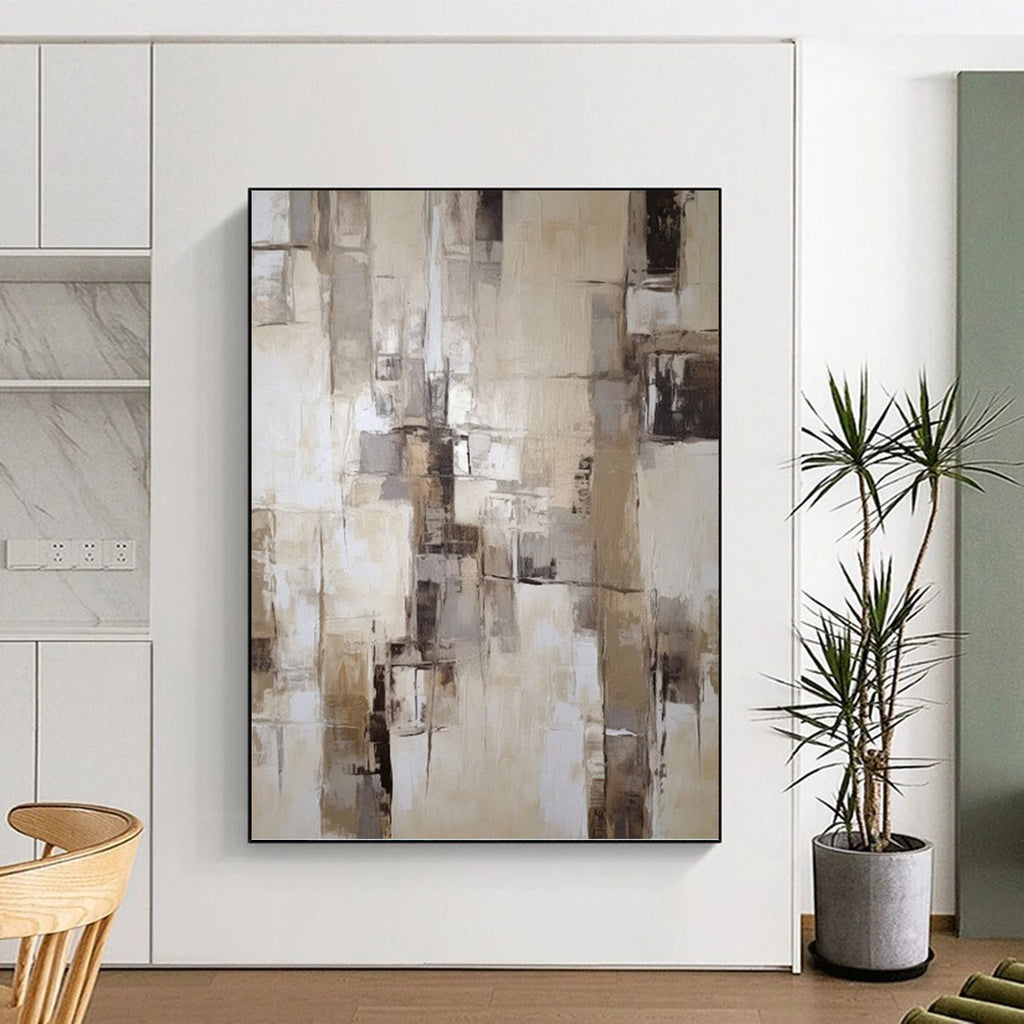 “Neutral Geometric Abstract” - Minimalist Abstract Painting On Canvas PT1307