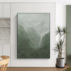 “Misty Mountain Waterfall” - Atmospheric, Landscape Painting On Canvas PT1490