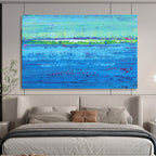 “Colorful Striped Water and Green Land” - Abstract Landscape - Painting On Canvas PT1793