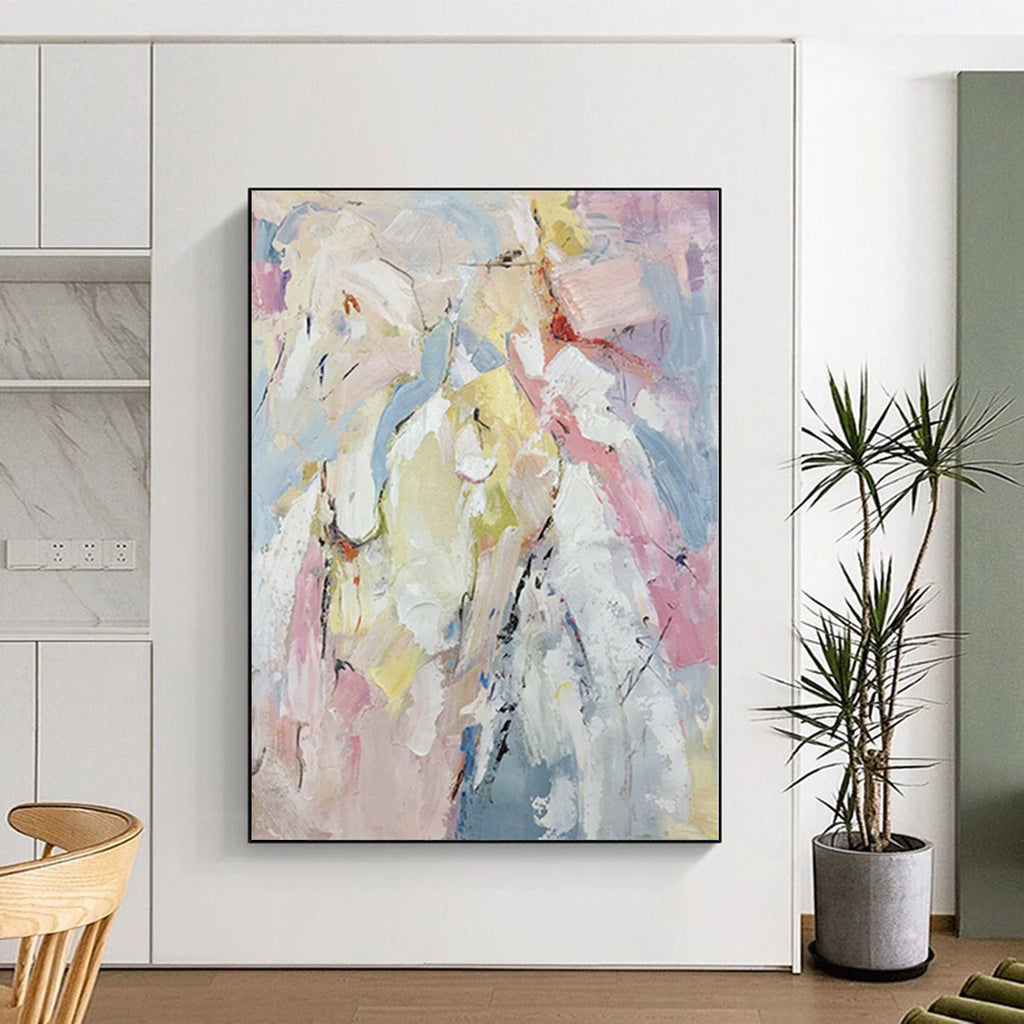 “Pastel - Toned Abstract Figures” - Soft Impressionistic Painting On Canvas PS0364
