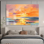 “Vibrant Sunset Seas” - Impressionistic Landscape Painting On Canvas DKS419